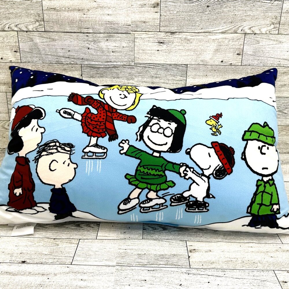 Peanuts Charlie Brown Snoopy Ice Skating Plush Pillow